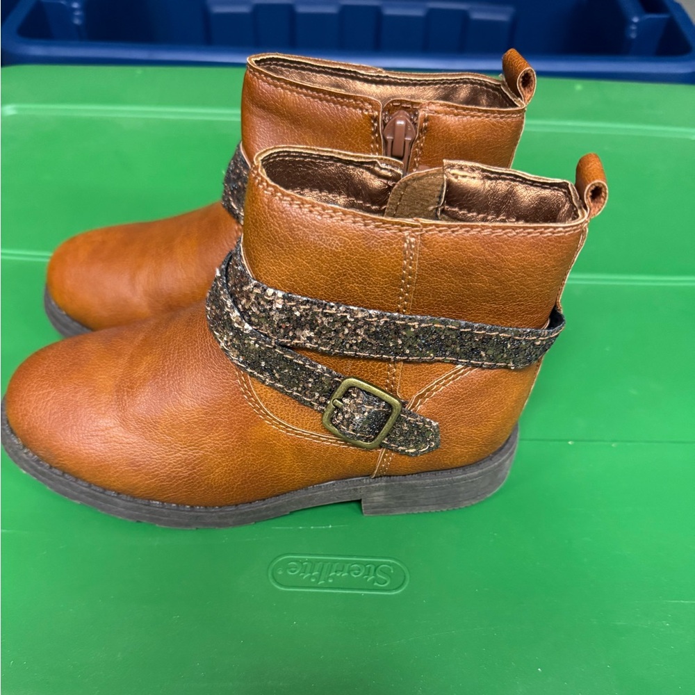 Brown Ankle Boots with Glitter Strap
